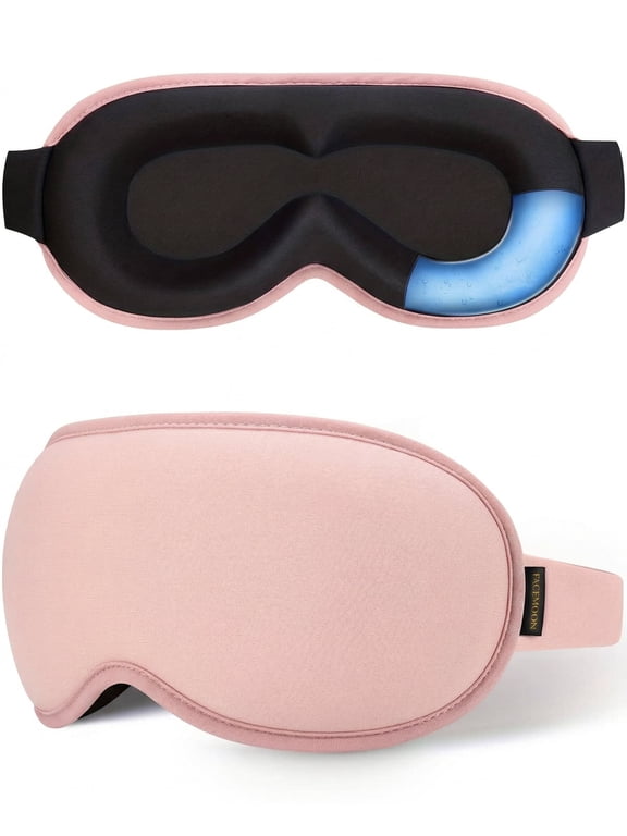 3D Cooling Eye Mask for Sleeping - Gel Eye Mask for Puffy Eyes, Migraines & Dark Circles Relief (Pink)