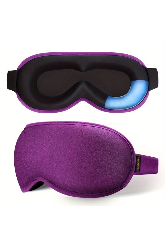 3D Cooling Eye Mask for Sleeping - Gel Eye Mask for Puffy Eyes, Migraines & Dark Circles Relief (Purple)