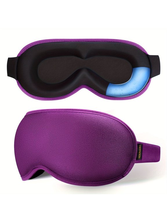 3D Cooling Eye Mask for Sleeping - Gel Eye Mask for Puffy Eyes, Migraines & Dark Circles Relief (Purple)