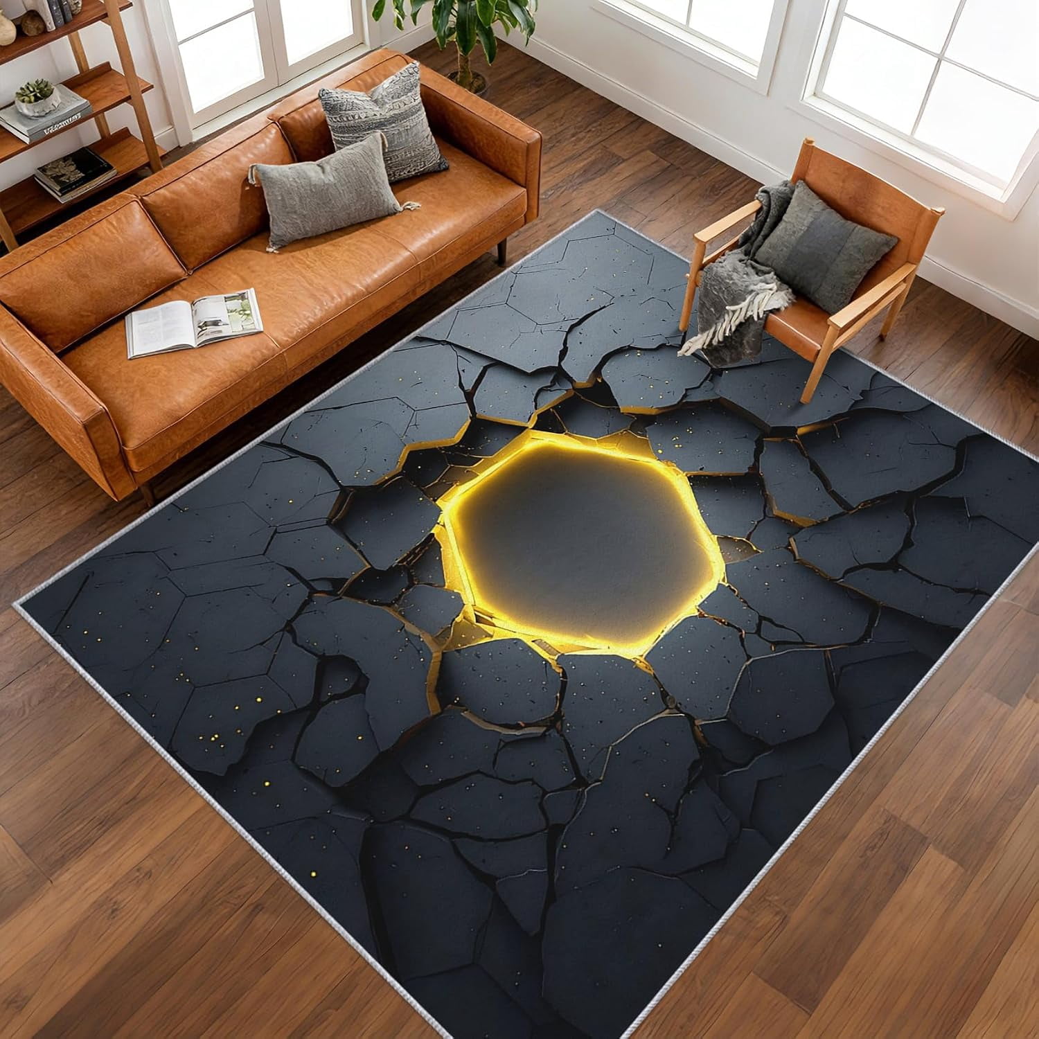 3d Patterned Rugs 3D Geometric Area Rugs, Black White Optical Illusion Pattern Carpet ...