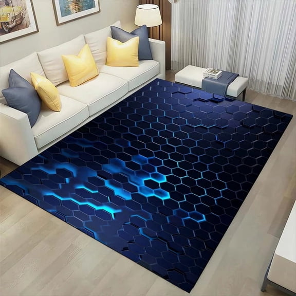 3D Geometric Carpet Neon Lights Rugs Hexagons Carpets for Home Play Gaming Room r Living Room Bedroom Teens E-Sport Rug Mat