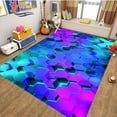 3D Geometric Carpet Neon Lights Rugs Hexagons Carpets for Home Play