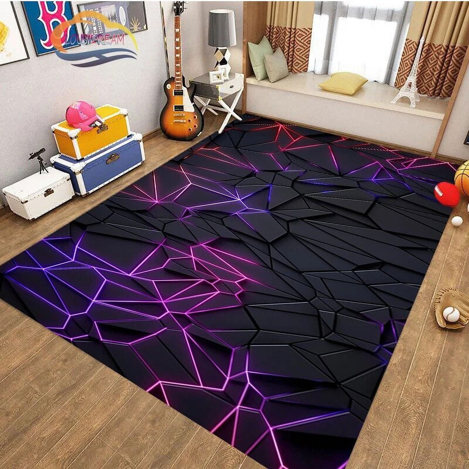 3D Geometric Carpet Neon Lights Rugs Hexagons Carpets for Home Play ...