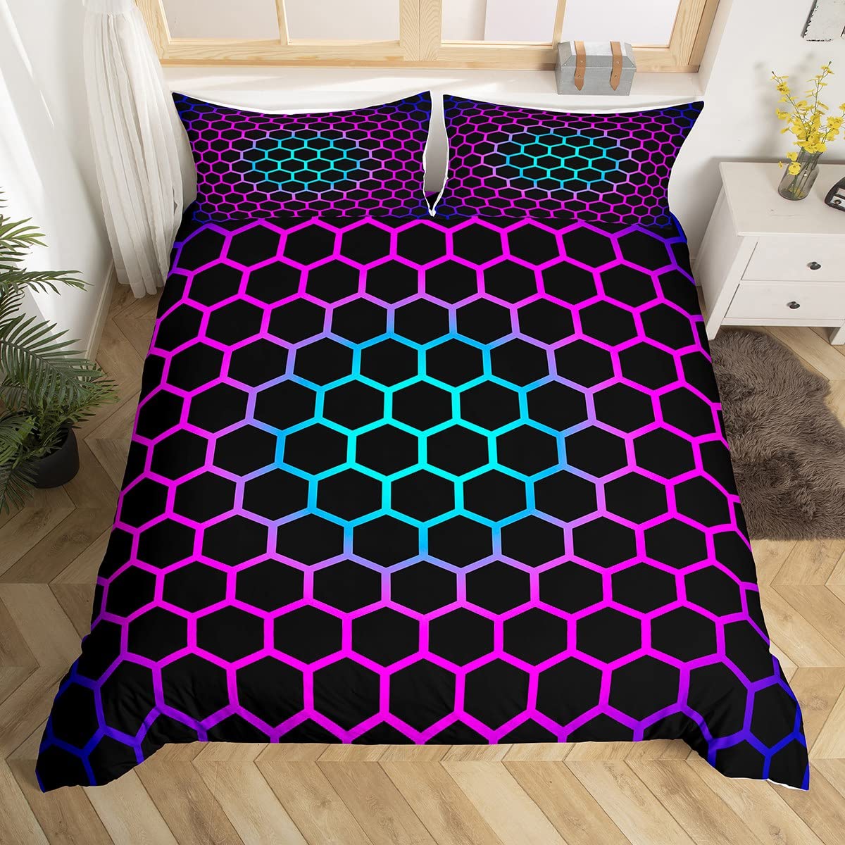 3D Geometric Duvet Cover Set Full Size Geometry Bedding Sets