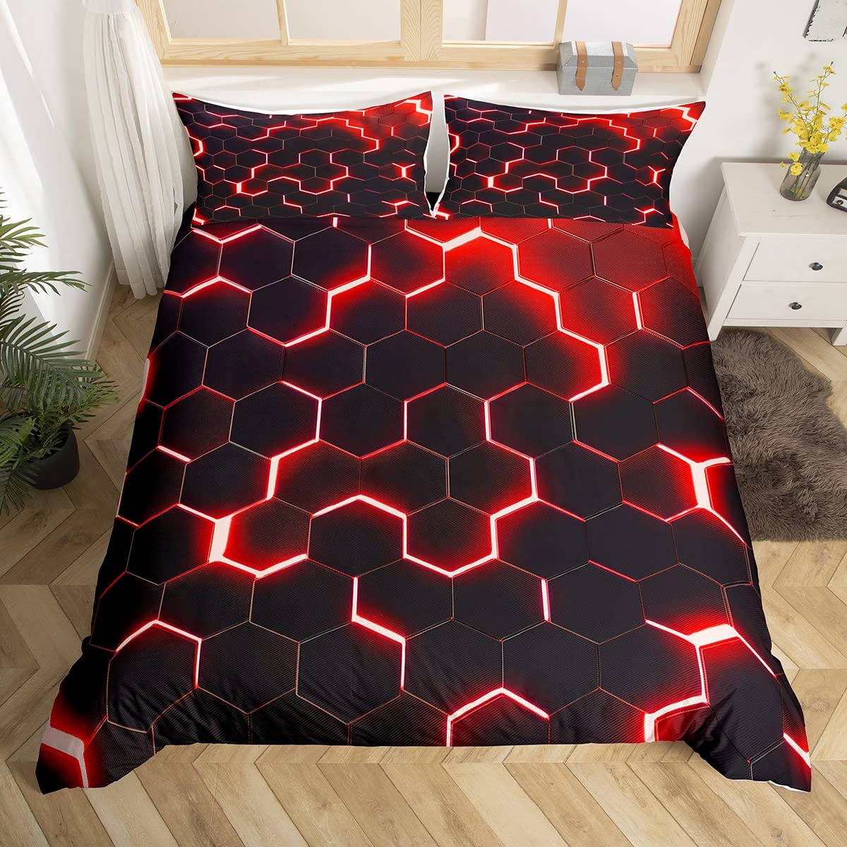 3D Geometric Duvet Cover Set Full Size Geometry Bedding Sets
