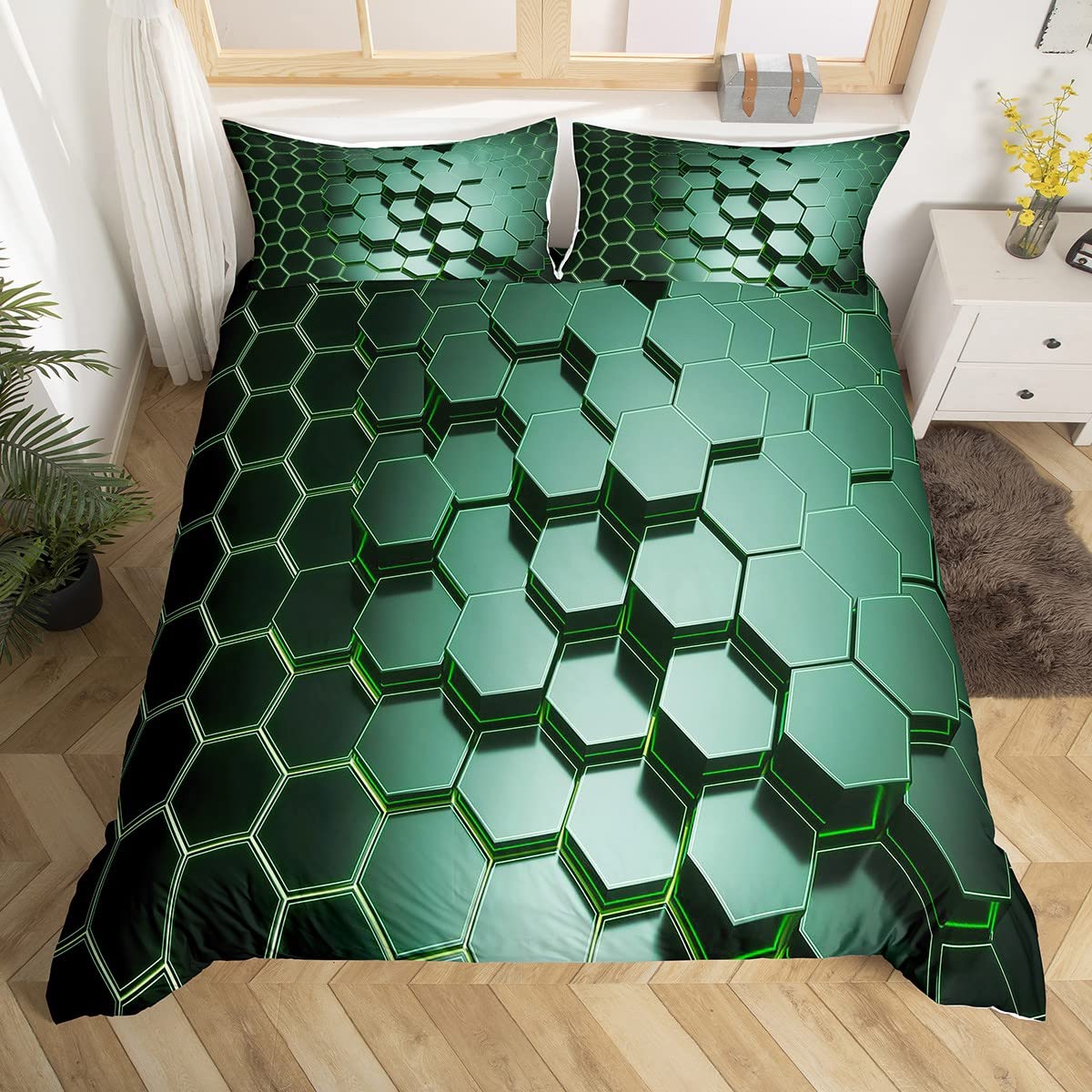 3D Geometric Duvet Cover Set Full Size Geometry Bedding Sets