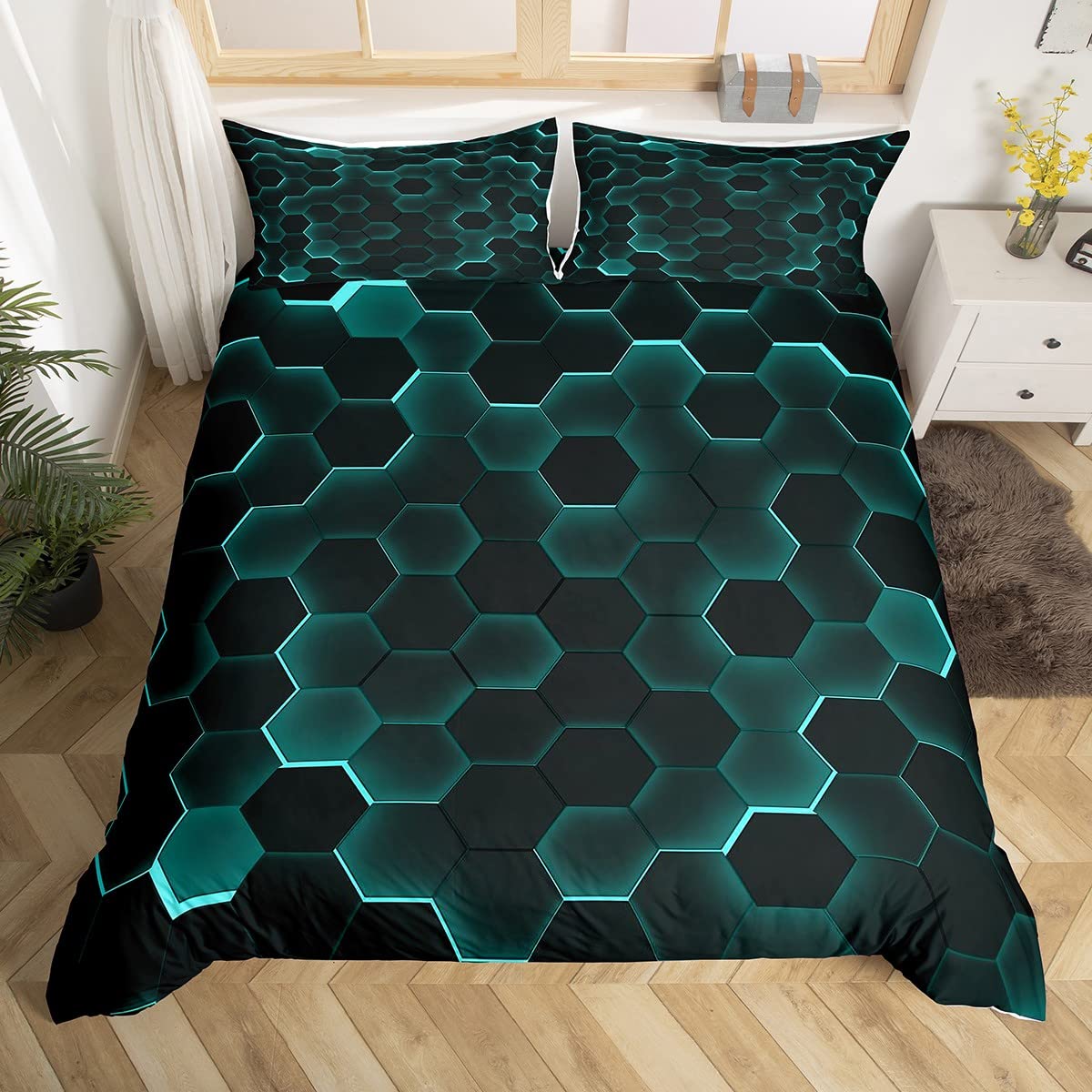 3D Geometric Duvet Cover Set Full Size Geometry Bedding Sets