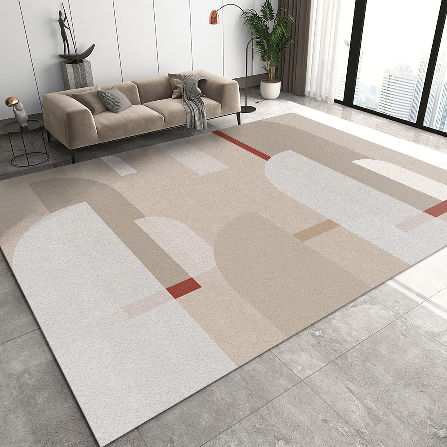 3D Geometric Pattern Area Rugs, Gray Minimalist Background Carpet ...