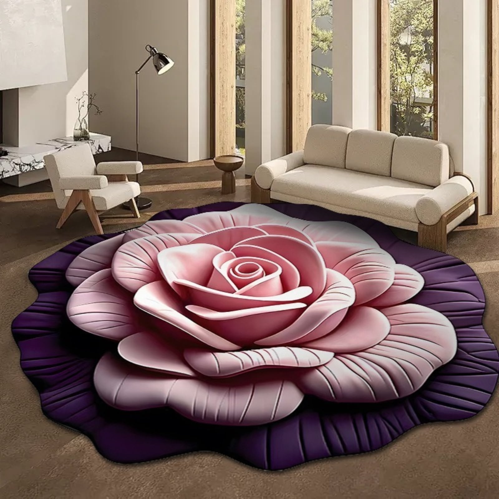 3D Geometric Pattern Doormat, 24x24 Inch Low Profile Scraper Rug for ...