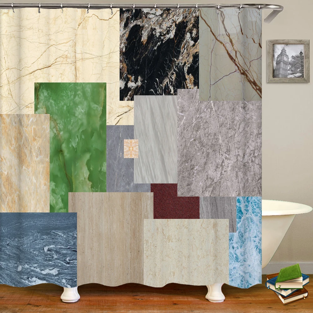 3D Geometric Pattern Printing Shower Curtains Bathroom Curtain