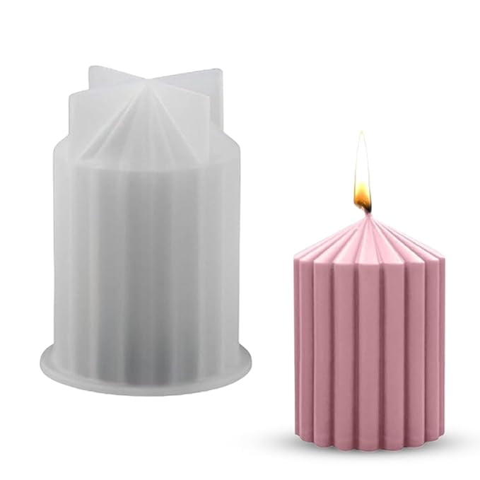 3D Geometric Striped Column Pillar Mould Silicone Candle Mold for Aromatherapy Candles Epoxy Resin Casting Handmade Wax Soaps Polymer Clay DIY Art Crafts Supplies Home Decoration