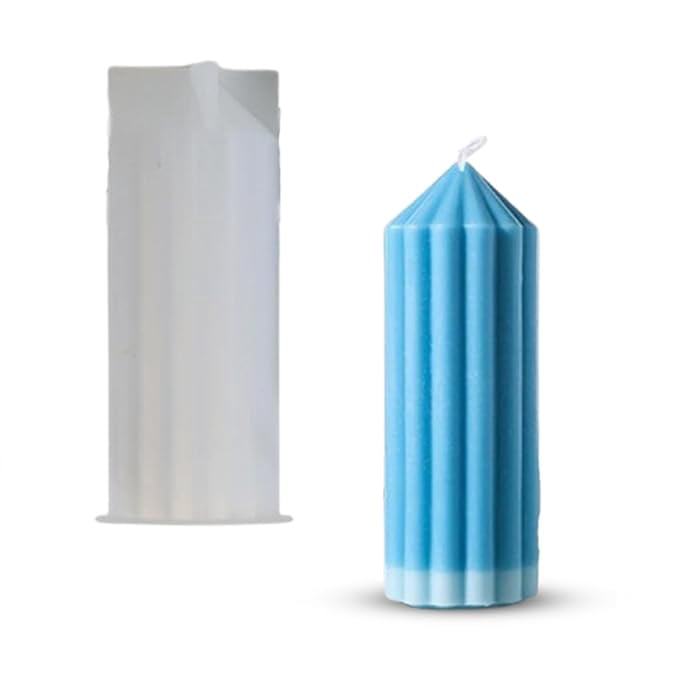 3D Geometric Striped Column Pillar Mould Silicone Candle Mold for Aromatherapy Candles Epoxy Resin Casting Handmade Wax Soaps Polymer Clay DIY Art Crafts Supplies Home Decoration