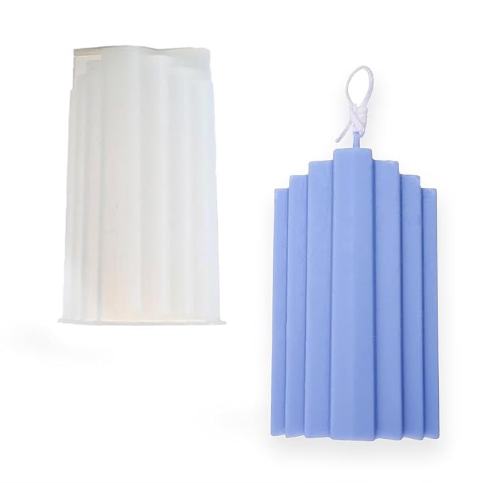 3D Geometrical Vertical Fluted Pillar Mould Silicone Candle Mold for Aromatherapy Candles Epoxy Resin Casting Handmade Wax Soaps Polymer Clay DIY Art Crafts Supplies Home Decoration
