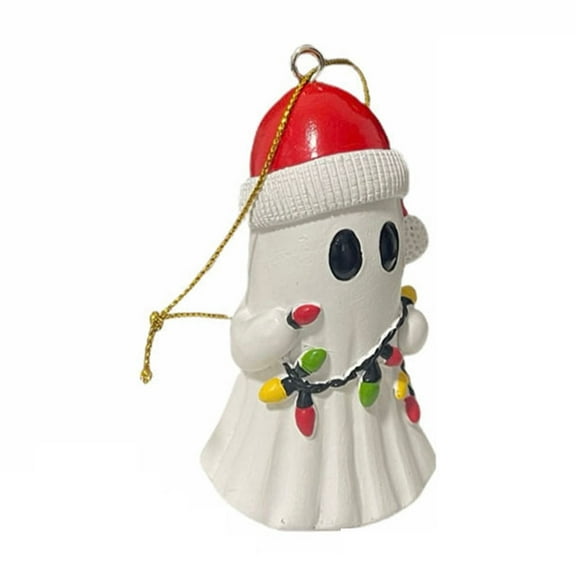 3D Ghost Shape Christmas Ornament, Red Santa Hat With Colorful Light Decoration, Festive Decorative Hanging Accessory Suitable For Christmas Tree Mantel Fireplace And Other Scenes