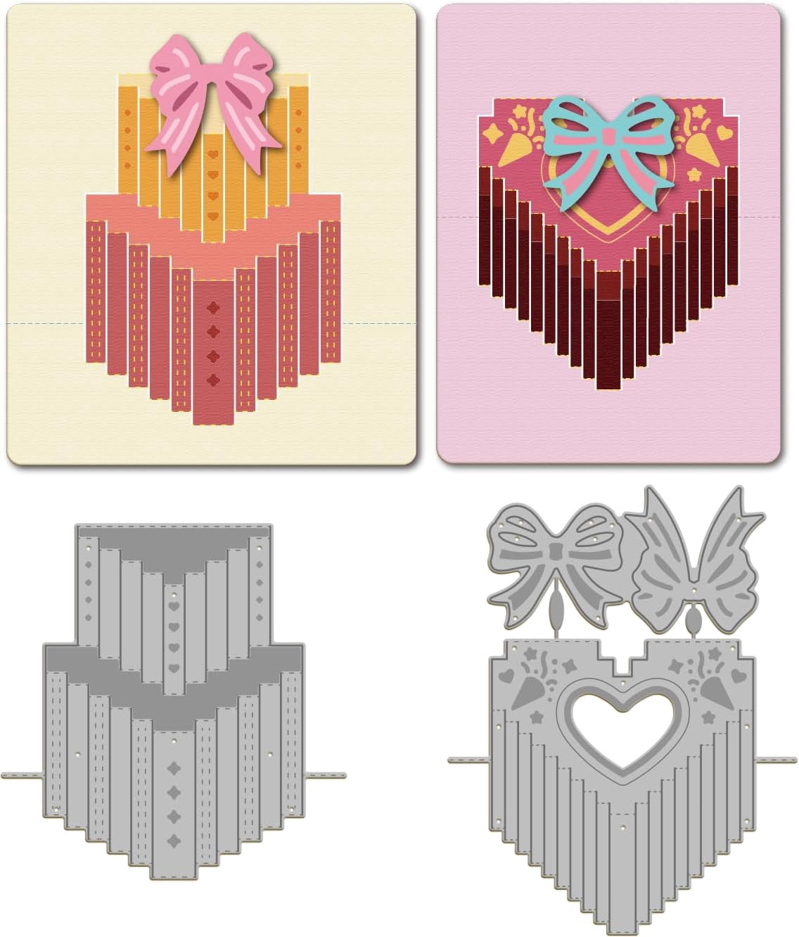 3D Gift Box Cutting Dies Metal Bow Die Cuts Heart Template Stencil for ...