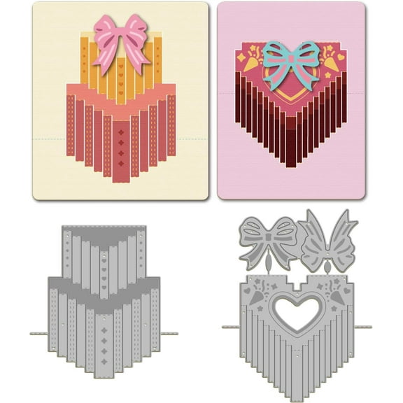 3D Gift Box Cutting Dies Metal Bow Die Cuts Heart Template Stencil for Card Making Decoration DIY Scrapbooking Album Craft Decor