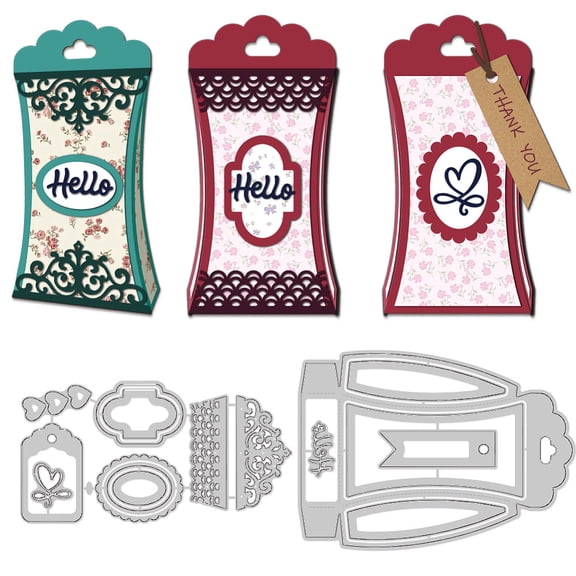 3D Gift Box Die Cuts for Card Making Label Carbon Steel Cutting Dies 2025 Scrapbooking Embossing Template Dies for DIY Birthday