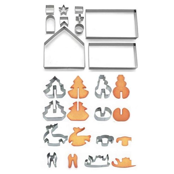 3D Gingerbread House Cookie Cutters Set;Safe and Healthy Stainless Steel Cookie Cutters;Versatile Kitchen Baking Tools Set;Holiday and Festival Party Decorating Kit