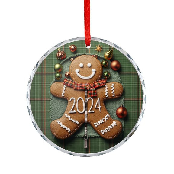 3D Gingerbread Zipper Holiday Xmas Ornament Hanging Ornaments Xmas Tree Decor for Family Friends Lovers 3D Christmas Gingerbread Man Christmas Tree Glass Ornament