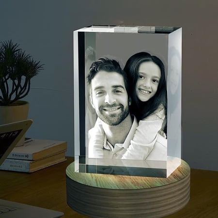 3D Glass Picture Cube Gift Personalized 3D Engraved Crystal Photo Laser Photo Etched Engraved Inside Crystal with Picture Photograph, 3D Photo Engraved Crystal with Gift Box