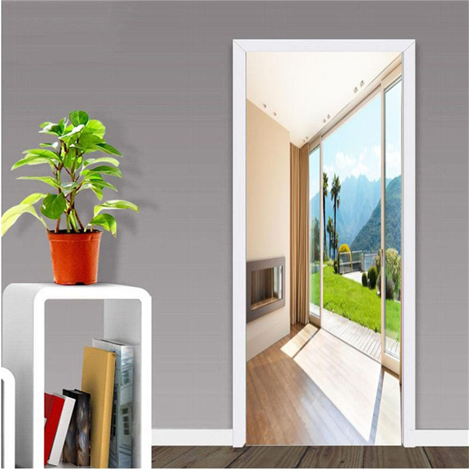3D Glass Window Door Exterior Scenery Door Sticker Nature Landscape