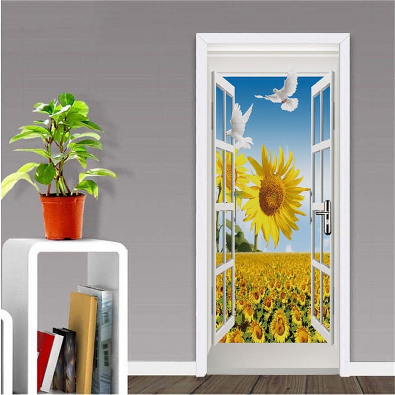 3D Glass Window Door Exterior Scenery Door Sticker Self-Adhesive Vinyl ...