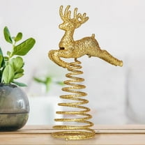 3D Glitter Reindeer Christmas Tree Topper - Gold & Silver Sparkling Deer Tree for Holiday Decorations, Xmas Party & Festive Home Decor