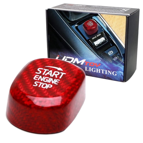 3D Gloss Red Real Carbon Fiber Engine Start/Stop Start Button Cover For Volvo XC60 XC90 S90 S60 V90 V60