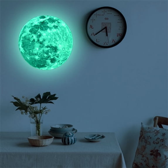 3D Glow in the Dark Moon Wall Sticker,Removable Planet Decal for Room Wall,Solar System Themed Night Light Decoration for Bedroom and Home,Glow Sticker,Wall Decal,Space Decor,M,40cm