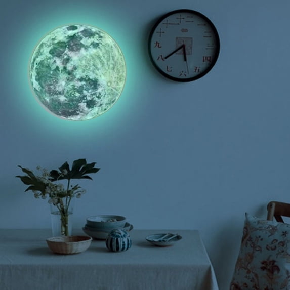 3D Glow in The Dark Moon Wall Sticker,Large Fluorescent Decal for Kids' Room,Bedroom Ceiling,Removable