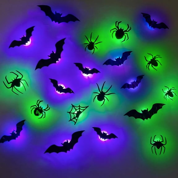 3D Glowing Bat Decor Set Festive Halloween Wall Prop Prop, Spooky Haunted House Display For Indoor Window Wall Trick Or Treat Party, Tearproof Reusable Durable Display For Holiday Party Guests Kids