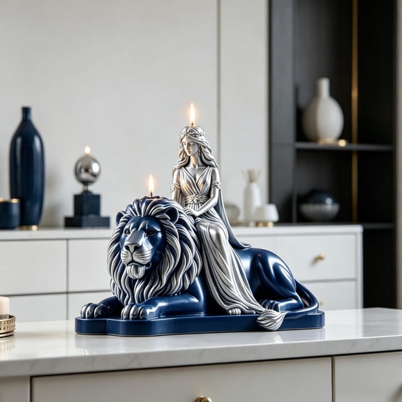 3D Goddess & Lion Candle Mold, Elegant Silicone Resin Epoxy Casting Mold for Candle Making & Soap, DIY Wax Plaster Craft Mold for Home Decor & Artistic Gift