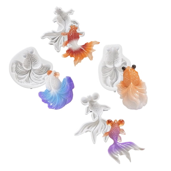 3D Gold Fish Silicone Mold Kois Fish Shaped Keyring Molds Crystal Epoxy Resin Jewellery and Ornament Mould Jewelry Tool