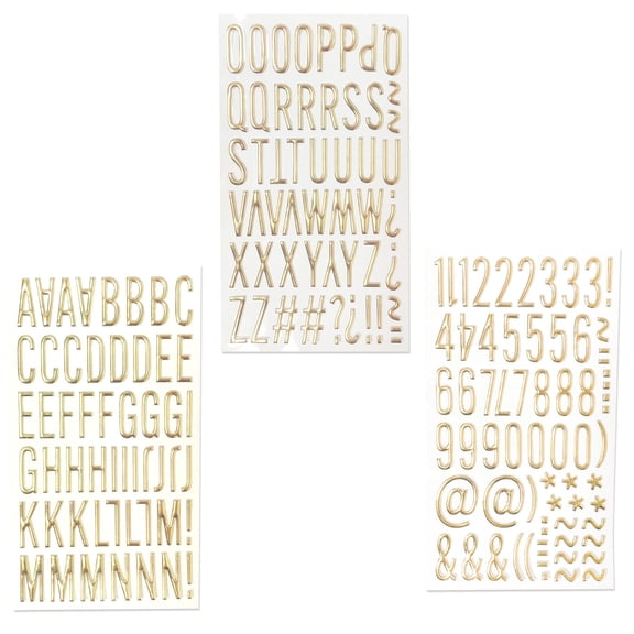 3D Gold Glittering Letter Number Sticker for Scrapbooking Journal Notebook