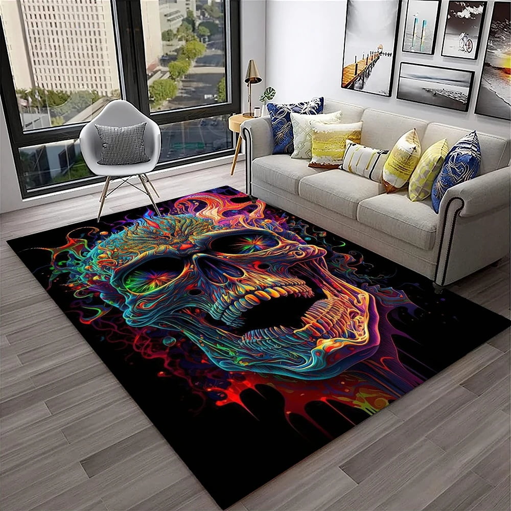 3D Gothic Horror Skull Carpet Rug for Home Living Room Bedroom Sofa ...