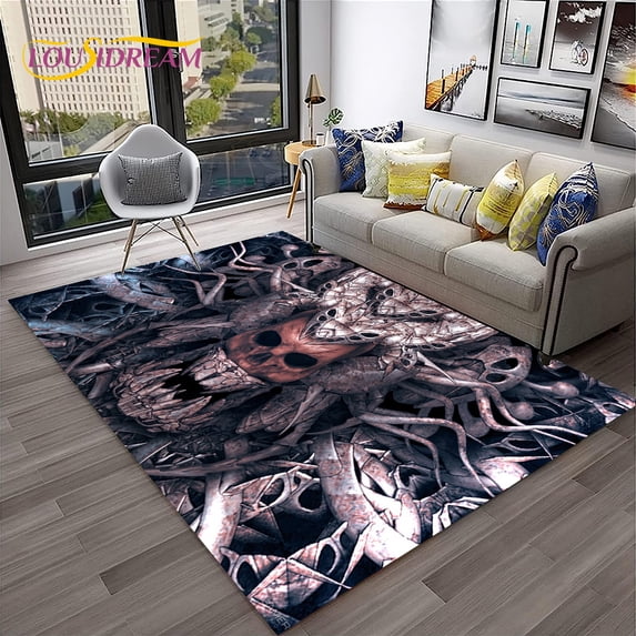 3D Gothic Horror Skull Cartoon Carpet Rug for Home Living Room Bedroom Sofa Doormat r kids Area Rug Non-slip Floor Mat