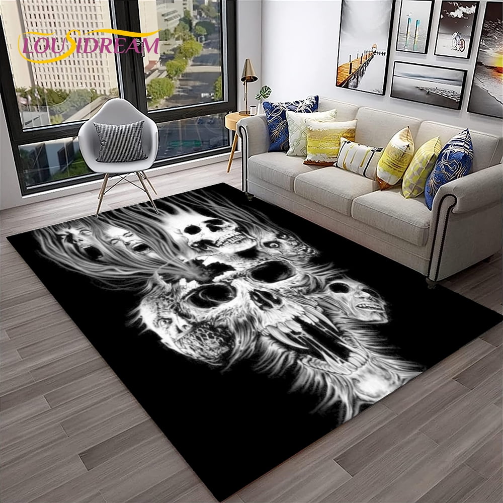 3D Gothic Horror Skull Cartoon Carpet Rug for Home Living Room Bedroom ...