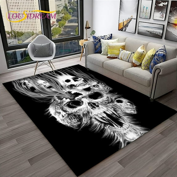 3D Gothic Horror Skull Cartoon Carpet Rug for Home Living Room Bedroom Sofa Doormat r kids Area Rug Non-slip Floor Mat
