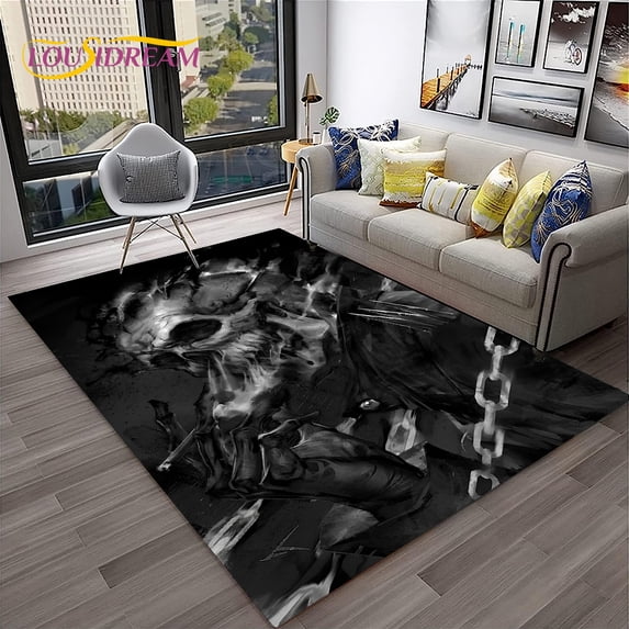 3D Gothic Horror Skull Cartoon Carpet Rug for Home Living Room Bedroom Sofa Doormat r kids Area Rug Non-slip Floor Mat