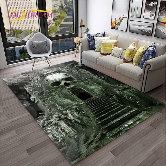 3D Gothic Horror Skull Cartoon Carpet Rug for Home Living Room Bedroom Sofa Doormat r kids Area Rug Non-slip Floor Mat
