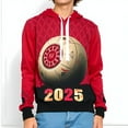3D Graphic Red Hoodie with Beige Sphere Design & 2025 Print Stylish