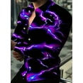thumbnail image 1 of 3D Graphic Shirt for Men Shirts Button Down Long Sleeve Tops Vacation Outfits Clothes Purple XL, 1 of 7