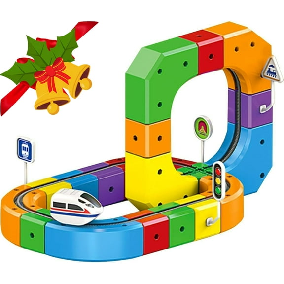 3D Gravity-Defying Building Toy Train Track Set Motorized Car Blocks Track Electric Train