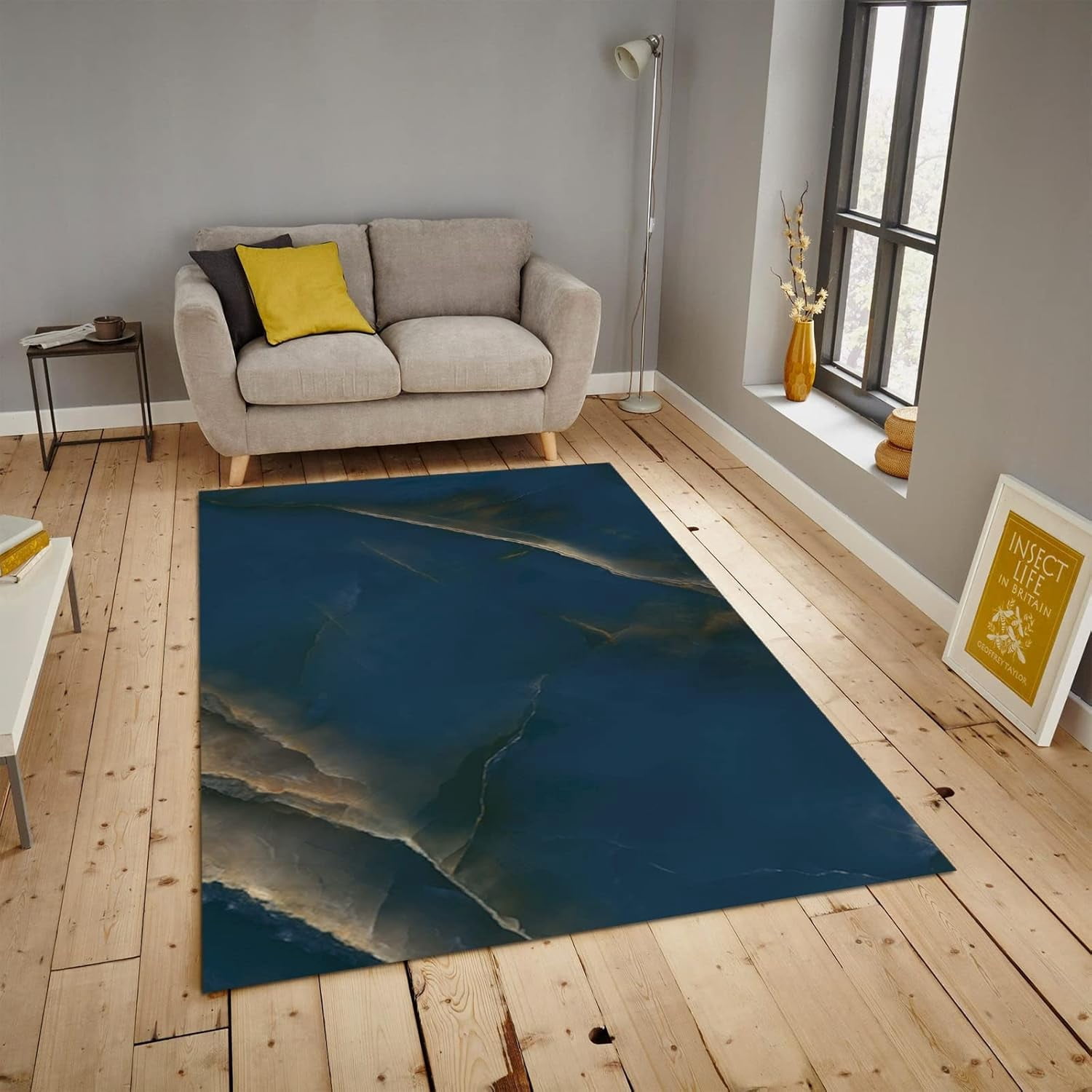 Stone Area Rug Inlay 3D Gray Stone Area Rugs, Simple Bathroom Carpet, Porch Mat High-Density ...