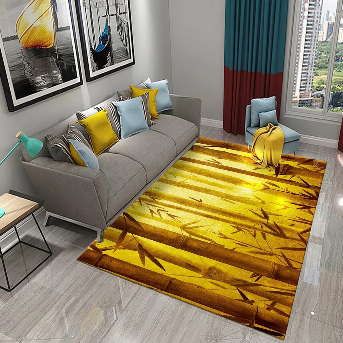 3D Green Bamboo Forest Bamboo Carpet for Bathroom Mat Plants Toilet