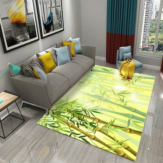 3D Green Bamboo Forest Bamboo Carpet for Bathroom Mat Plants Toilet Rugs Anti-Slip Mat Bedroom Living Room Floor r Carpets