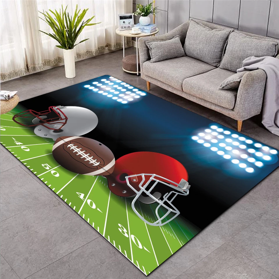 Cu Football Rug 3D Green Football Carpets Room Baseball Rug Field Parlor Bedroom Living ...