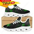 3D Green Weed Leaves Printing Athletic Shoes for Women Breathable Lace