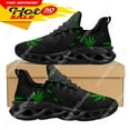 3D Green Weed Leaves Printing Athletic Shoes for Women Breathable Lace