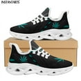 3D Green Weed Leaves Printing Athletic Shoes for Women Breathable Lace